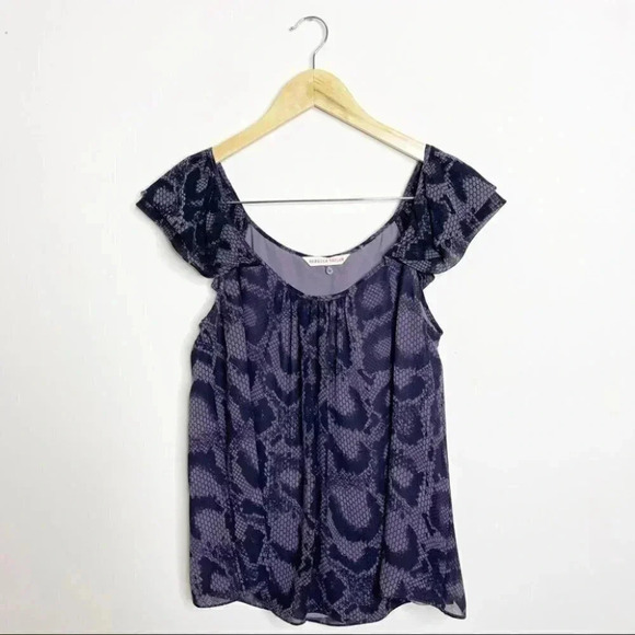 Rebecca Taylor Purple Snakeskin Sleeveless Blouse Size 4 - Picture 1 of 5